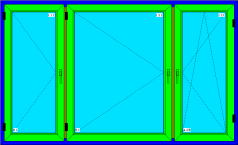 typizované okno trojkrídlové O+O+OS 2380x1450